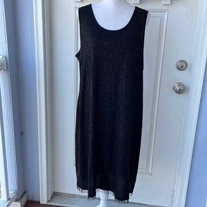 Ashley Stewart• Black Sparkle Dress w Jeweled Fringe